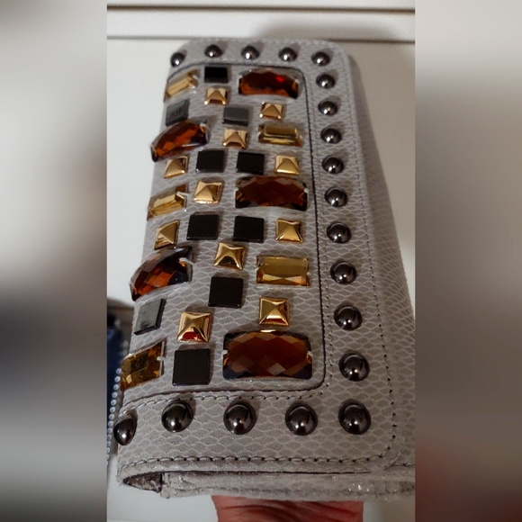 Handbags - Hype blue gray long gemstone clutch,1 inside pocket.fits phones +